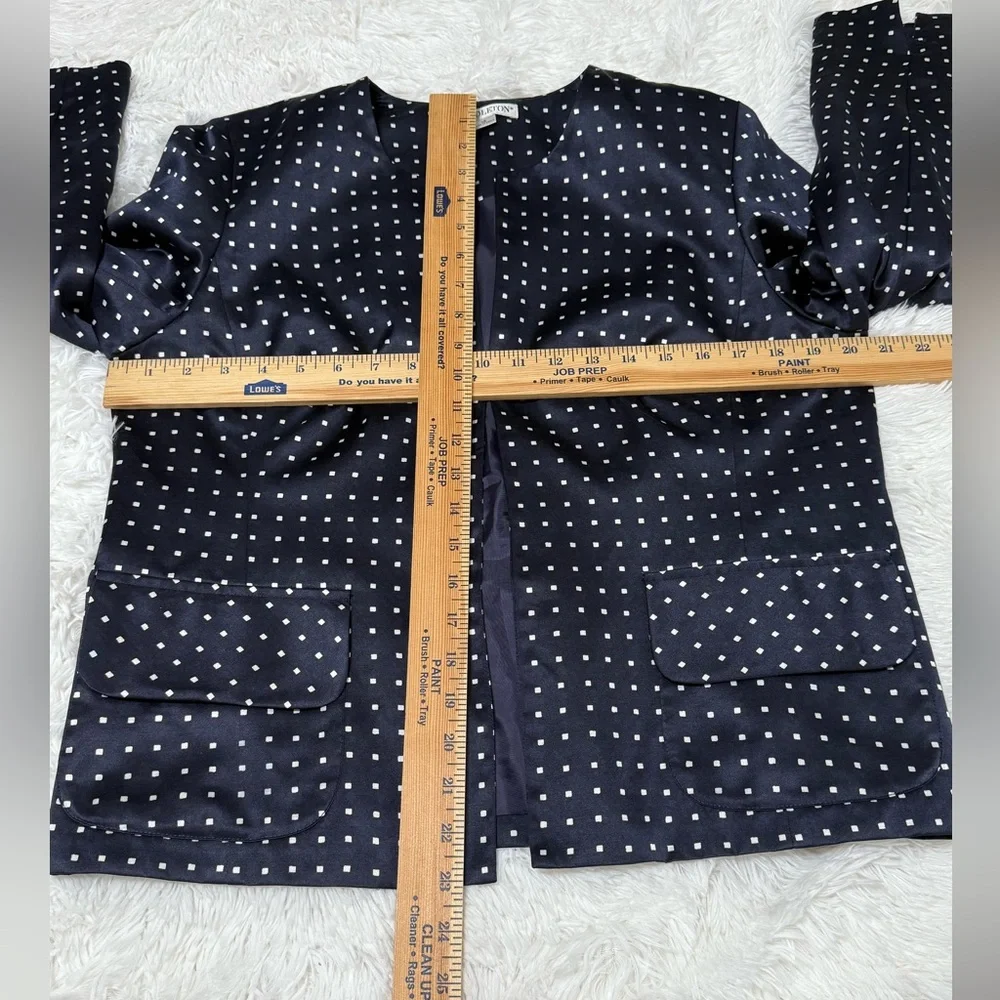 Pendleton Silk Blend Jacket Go Graphic Blazer Lightweight Pocket Navy Size 12